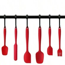 6件硅胶刮刀烘焙6件套，耐高温硅胶烧烤刷刮刀，抹刀油刷，烘焙工具蛋糕奶油抹刀厨具套装 - 紅色 - 查看 10