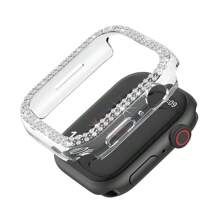 1pc Dual Strap Rhinestone Embedded Half-Wrapped PC Watch Case Suitable For 38/40/41/42/44/45/49mm Compatible With Apple Watch Ultra/SE/9/8/7/6/5/4/3/2/1, Scratch-Resistant And Shock-Proof, Compatible With Apple Watch Series 10 42mm 46mm - Clear - View 16