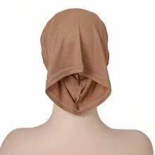 4 pièces/set Bonnet de voile de couleur unie respirant et élastique, turban, bonnet de cheveux, tour de tête pour abaya, vêtements voilés pour un usage quotidien