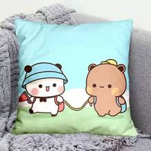 艺儿熊猫可爱抱枕布布嘟嘟卡通方形枕头卡哇伊动漫柔软腰沙发垫车居家卧室装饰,家居装饰 - 彩色 - 查看 10