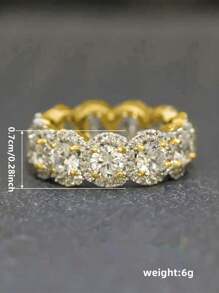 1pc Copper Plated Silver Cubic Zirconia Ring - Yellow Gold - View 8