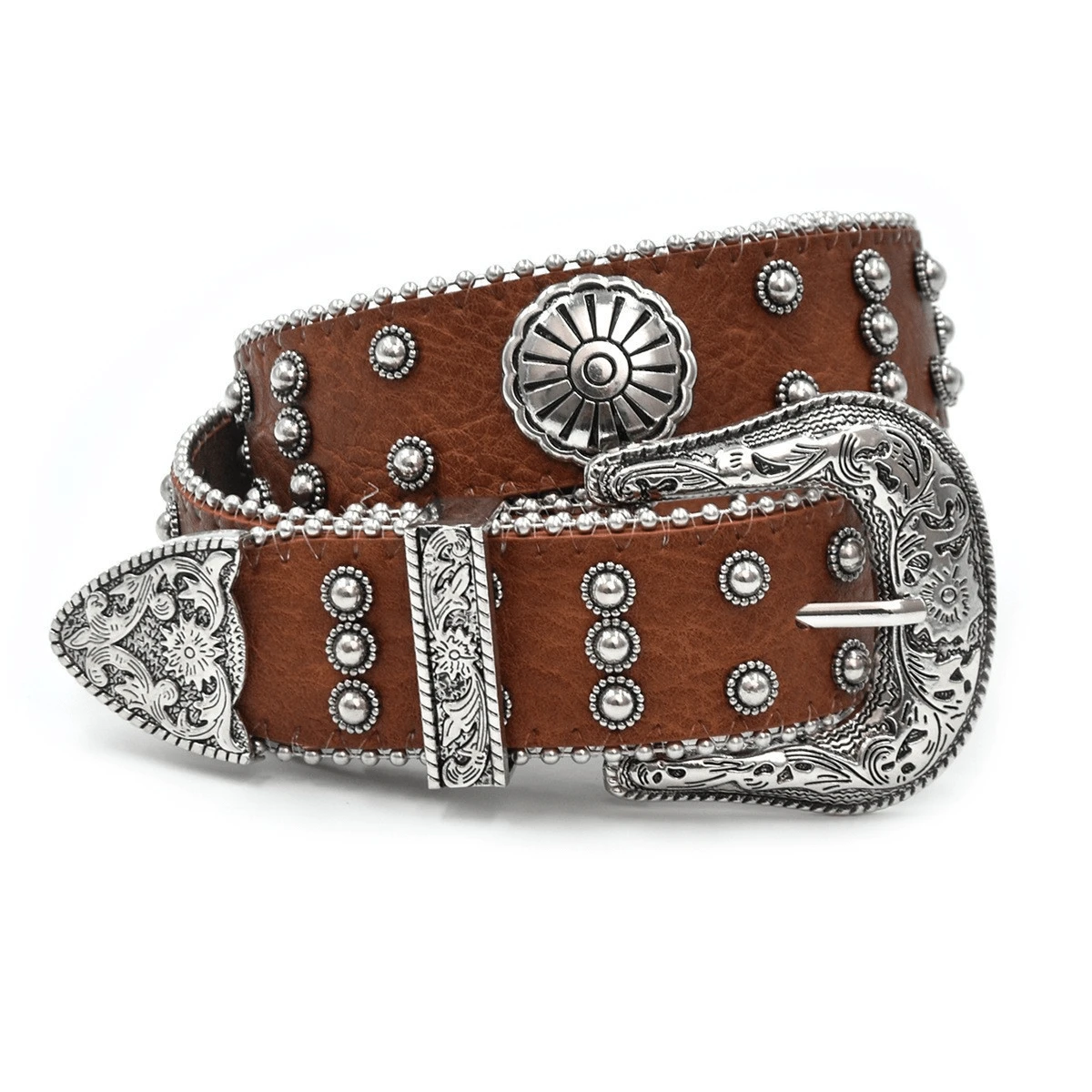 Heavy Duty Western Cowboy Men Punk Rivet Belt Y2K Desert Wasteland ...