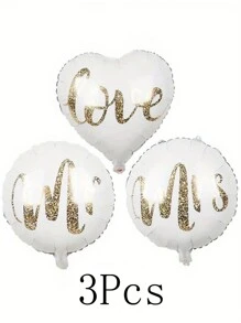 3szt Mr Mrs Love Białe balony, Dekoracja ślubna, Dekoracja rocznicowa, Prezent na prysznic dla panny młodej, Dekoracja walentynkowa, Dekoracja na uroczystości, Dekoracja domu na Halloween