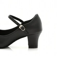 Women Professional Standard Ballroom Salsa Dance Shoes, International Standard Dance Shoes, Mid Heel With Foot Strap And Soft Sole For Indoor Dancing