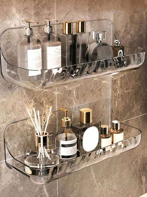 1 pieza Estante de pared para baño con ventosa, sin necesidad de taladrar, organizador de almacenamiento para inodoro o lavabo, decoración del hogar para el baño, organizador de baño, decoración de otoño, de vuelta a la escuela