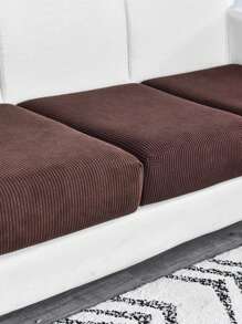 Sofa Cushion Cover, Solid Color Simple Slouchy Sofa Cover, All Seasons Sofa Protector, 1pc - Brown - View 4
