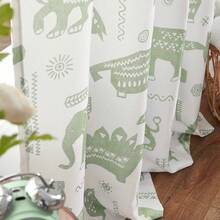 Kids Curtains Nursery Curtains For Girls Bedroom, Grey Safari Animals Curtains, Dinosaur Curtains For Boys Room Light Filtering Window Curtains Grommet Top Set 2 Panels - 綠色 - 查看 6