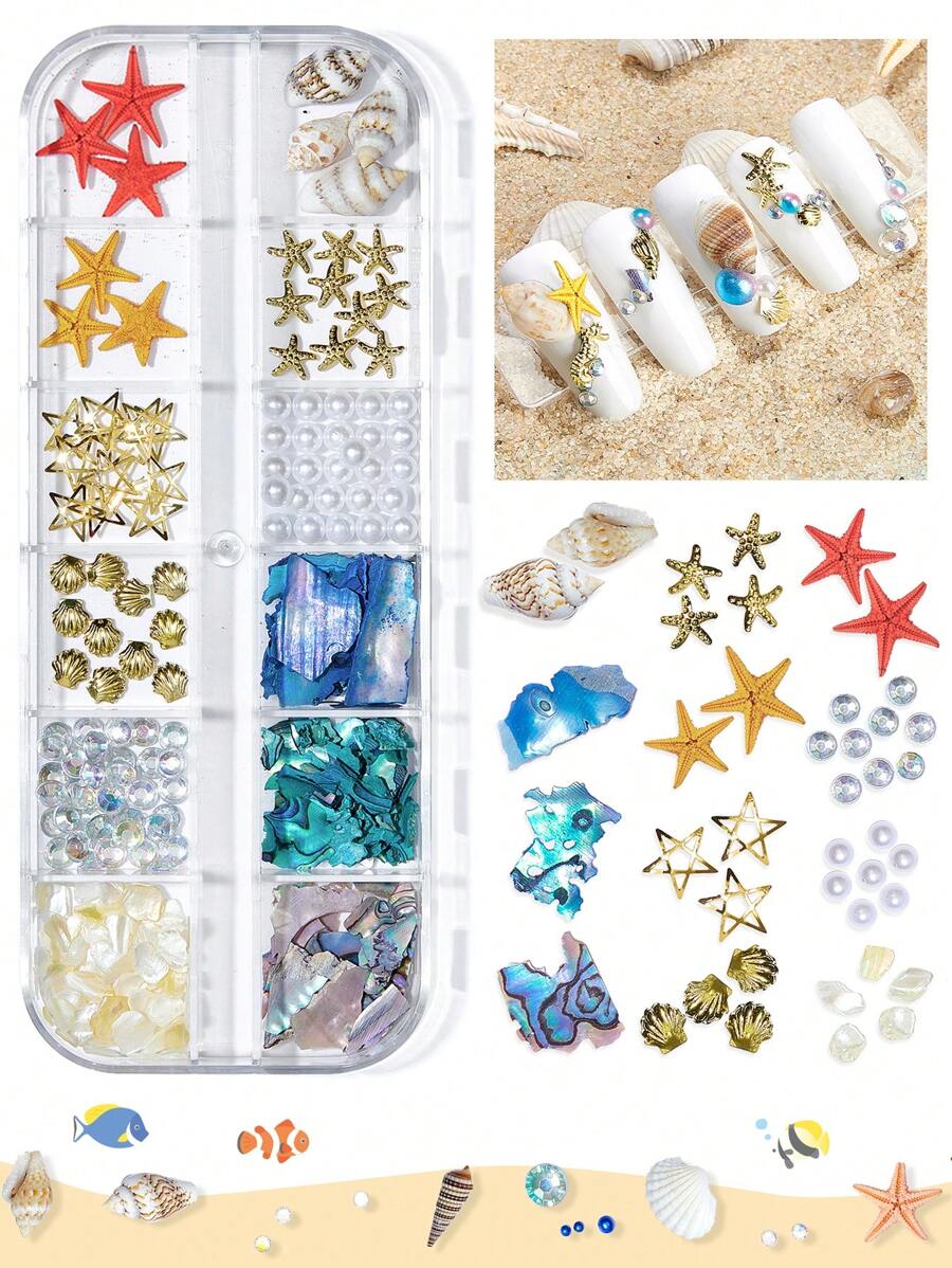12 Schuh Charms Sommer Design - Seestern, Muscheln Für Clogs & Sandalen
