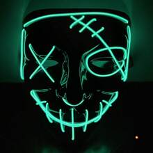 Halloween Light-Up Mask Black V Shape Bloody Horror Mask EL Glow Atmosphere Props LED MASK Party Cosplay Props - Multicolor - View 21