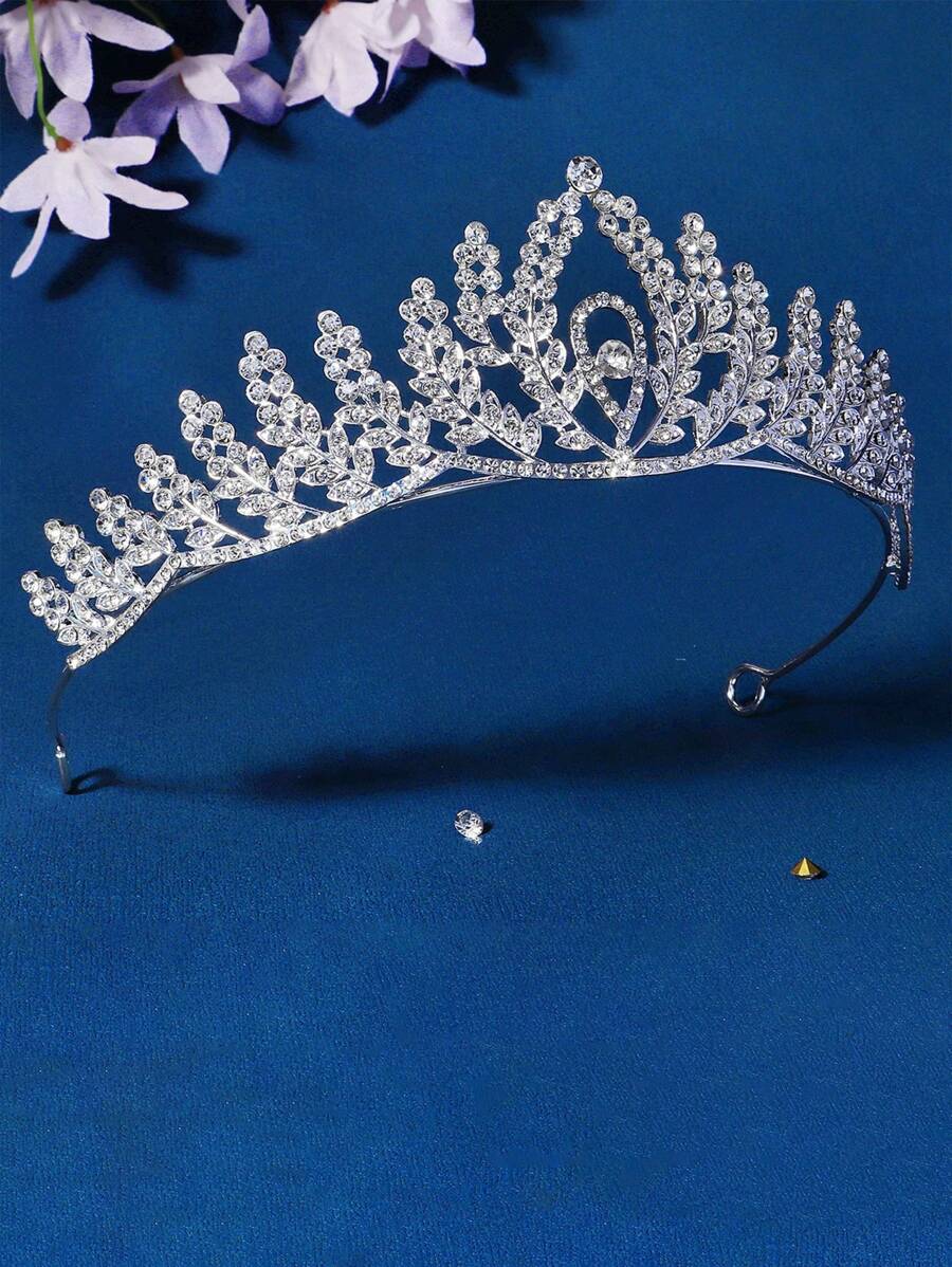 Bridal Wedding Headband Tiara Crown Headpiece With Crystal For Birthday Party, Performance, And Photography - Silver - View 1