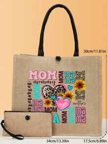 Set de 2 bolsas de compras casuales, bolso de lona grande de gran capacidad para uso diario, bolso de mano grande de gran capacidad para viajes, playa, vacaciones, regalo para el día de la madre, regalo para mamá, esenciales de verano, perfecto para vacaciones y días festivos - Caqui - Ver 6