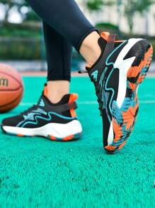 Basketballschuhe für Herren, bequeme, atmungsaktive, stoßdämpfende, rutschfeste Turnschuhe zum Schnüren für Training, Laufen und Spazierengehen im Innen- und Außenbereich