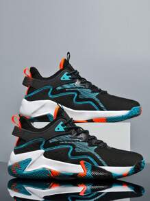 Basketballschuhe für Herren, bequeme, atmungsaktive, stoßdämpfende, rutschfeste Turnschuhe zum Schnüren für Training, Laufen und Spazierengehen im Innen- und Außenbereich