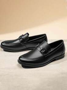 Men's Horsebit Loafers Patent Leather Classic Driving Moccasins For Business & Casual Slip-On,A Half To A Full Size Up To Accommodate Wider Feet - 黑色 - 查看 2