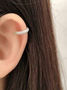 1pc S925 Sterling Silver Cubic Zirconia Clip-On Earring, Suitable For Women To Wear To Parties