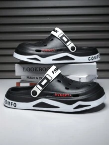 Men EVA Thick-Soled Comfortable Breathable Hollow-Out Shoes With Fashionable Style For Two-Way Wearing, Suitable For Going To The Beach And Casual Occasions In Summer