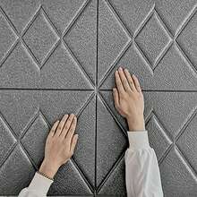 1入組70cmx70cm鑽石圖案3D壁貼，帶仿皮紋理和自粘泡沫背膠，防水/防潮/防污/防撞牆紙，適用於臥室/客廳/電視背景裝飾和家居裝修