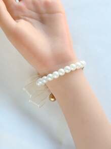 1 Stück Elegante Champagnerfarbe Koreanische Stil Braut Handgelenk Blume Hochzeit Accessoire Brautjungfern Schwester Gruppe Hochzeitsgeschenk Champagner Super Fairy Armband