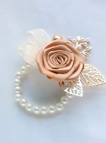 1 Stück Elegante Champagnerfarbe Koreanische Stil Braut Handgelenk Blume Hochzeit Accessoire Brautjungfern Schwester Gruppe Hochzeitsgeschenk Champagner Super Fairy Armband