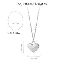 1pc Fashionable S925 Sterling Silver Drawing Process Heart-Shaped Pendant Necklace For Women, High-End Minimalist Collarbone Chain, Silver Weight 2.50g - Apricot - View 8