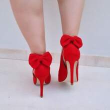 Sapato scarpin vermelho salto 11cm laço atras Confortável sapatos feminina elegante