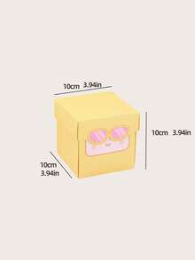 5pcs/Set Random Cute Cartoon Gift Packaging Boxes, Suitable For Mini Cakes, Desserts, Pastries, Donuts, Macarons, Strawberries, Chocolate Candies - Yellow - View 4