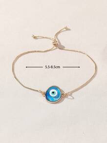 1 Stück zierliche Augen des Bösen aus Edelstahl Libelle mit Dekoranhänger aus Kupferarmband, einfaches Frauenarmband mit adjustablem Love Herz - Fantasieblaue Augen - Übersicht 3