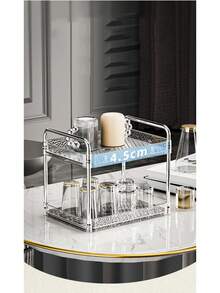 單杯排水架，透明雙層托盤架，多功能廚房杯架，家居杯具收納架 - 彩色 - 查看 5