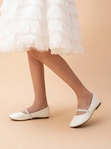 Girls Mary Jane Dress Shoes Ballerina Flats For Wedding, Party (Toddler/Little Kid/Big Kid) - 杏色 - 查看 8