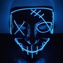 Halloween Light-Up Mask Black V Shape Bloody Horror Mask EL Glow Atmosphere Props LED MASK Party Cosplay Props - Multicolor - View 19