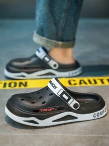 Men EVA Thick-Soled Comfortable Breathable Hollow-Out Shoes With Fashionable Style For Two-Way Wearing, Suitable For Going To The Beach And Casual Occasions In Summer