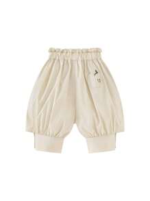 mini bala Young Girl Soft And Comfortable Seven-Point Pants - Khaki - View 5