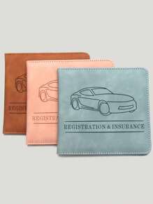 1 pieza Carpeta de información de de coche, bolso corto multifuncional, funda protectora para licencia de conducir, bolsa de almacenamiento para tarjeta de licencia de conducir - Multicolor - Ver 2