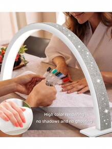 Lámpara de luz semilunar con luz de perforación de 55 CM 25W, lámpara para uñas adecuada para tecnología de pestañas, maquillaje, tatuaje, spa, salón, tecnología de uñas, regulación gradual de brillo y temperatura de color (blanco) - Tipo de Enchufe A USA (110-127V) - Ver 4