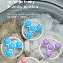 Reusable Washing Machine Floating Fluff Filter Bag Laundry Ball For Clothes And Pet Hair Cleaning Tool, Cat Hair Catcher - 3 Filter Bags + 4 Sponge Laundry Balls - View 1