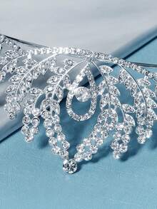 Bridal Wedding Headband Tiara Crown Headpiece With Crystal For Birthday Party, Performance, And Photography - Silver - View 6