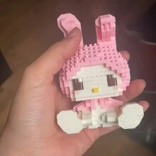Sanrio Cute Building Blocks Kawaii Melody Cartoon Building Blocks Assembly Toys Birthday Puzzle Doll Gift Decoration Assembly Small Ornaments Desktop Ornaments Decorations (Plug And Insert Building Blocks)