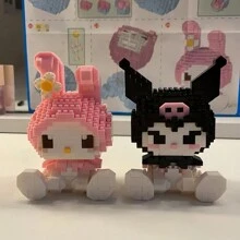 Sanrio Cute Building Blocks Kawaii Melody Cartoon Building Blocks Assembly Toys Birthday Puzzle Doll Gift Decoration Assembly Small Ornaments Desktop Ornaments Decorations (Plug And Insert Building Blocks)