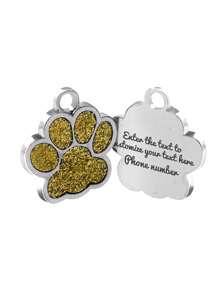 1入組大型個性化狗掌形寵物識別標籤，背面可客製化印刷寵物名稱、聯絡資訊、地址等，可雕刻防止遺失且適用於中大型犬 - 黃色 - 查看 3