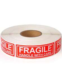 1 Roll Red Rectangular Fragile Stickers FRAGILE Transportation Labels Fragile Warning Stickers Handle With Care Packaging Adhesive Labels - Red - View 2