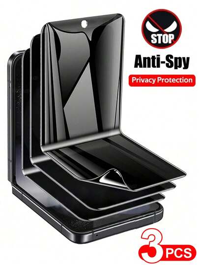 3 Pcs Privacy Soft Anti Spy Hydrogel Film Compatible With Samsung Galaxy Z Flip 7 6 5 4 3 Waterproof Shockproof Anti-Fall Anti-Fall Scratch Resistant Anti-Fingerprint Full Cover