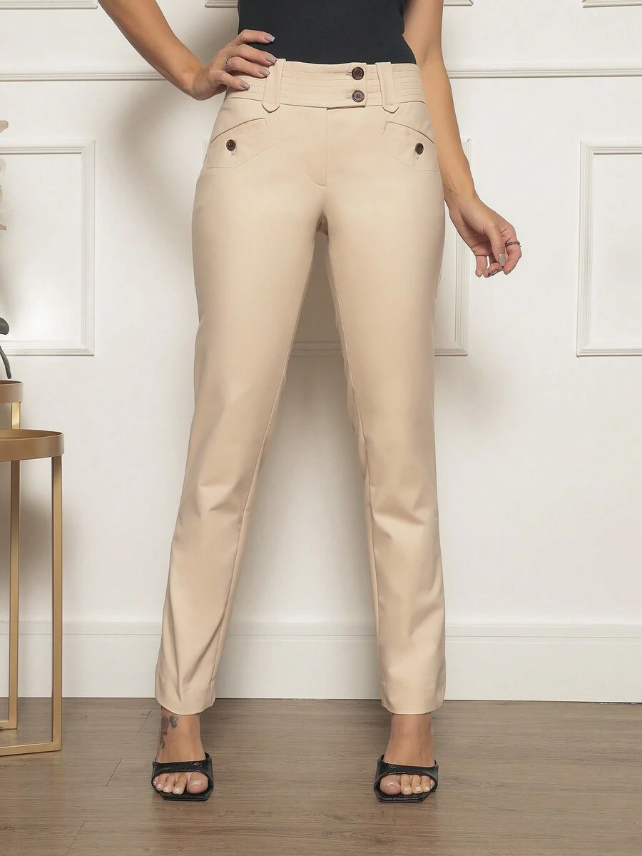 Women Pants - 米色 - 查看 1