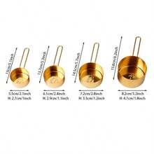 1/4PCS Stainless Steel Round Measuring Cup Set, Food Measuring Cup, Coffee Measuring Cup, Graduated Measuring Cup, Kitchen Measuring Cup Set - Gold - View 11