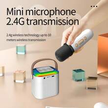 Portable Bluetooth Karaoke Speaker, Mini Karaoke Bluetooth Speaker, Karaoke Machine For Family, KTV, Outdoor Activities, Party - White - View 3