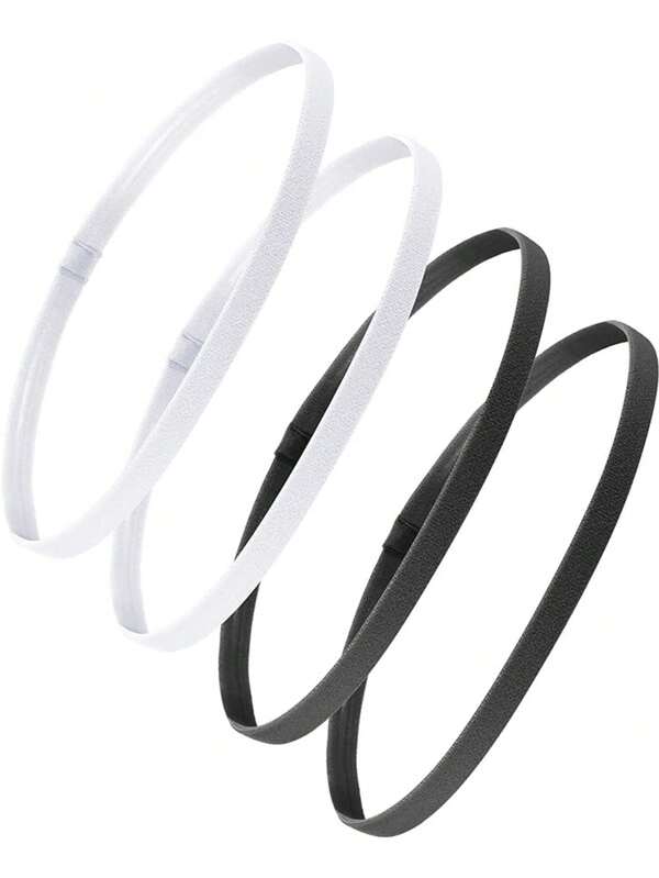 4 Stück elastische Sport Stirnbänder, rutschfeste dicke Haarbänder, unisex, beliebte dehnbare Yoga, Laufen, Fitness Stirnbänder, Gym Turban Stirnband, Herbst Winter Haarzubehör für Frauen, für Urlaubsoutfits, eleganter Schal