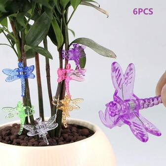 6 Pcs/Set Dragonfly Plant Clips Orchid Flowers Support Clamp Clasp Tied Bundle Branch Climbing Vine Stem Garden Tools