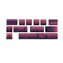 (Only Keycaps)12 Keys Cute Keycaps Sunset Theme OEM Profile PBT Dye-Sub Set For All Cross-Shaped Axis (Cherry Style) Switches Mechanical Keyboard Caps Desktop Computer DIY Kit Keyboard Accessories Ergonomic Universal Replacement Key Cap Mechanical Keyboard Mechanical Key Cap Accessory - Burgundy - View 2