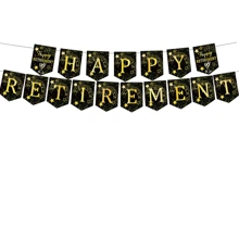 17pcs Black & Gold Retirement Banner Decorations - Black Gold - View 1