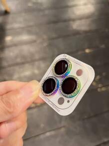 Glitter Colorful Camera Lens Film Compatible With Iphone 15, IPhone 14 Pro Max, IPhone 13, IPhone 12 Pro, IPhone 16 Pro Max, IPhone 11 / 12 Pro Gift For Birthday, Family, Friends Sparkling Crystal, Lens Protector, Phone Accessories - Pink - View 6