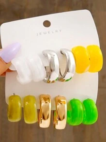 Conjunto de aretes de 12 a 20 piezas de mariposa de resina colorido y minimalista con forma de corazón y múltiples elementos metálicos perla falsa para mujeres, ideal para festivales, fiestas y citas, ideal para uso diario (colores de resina al azar)